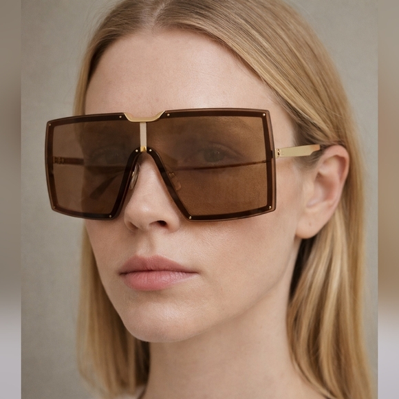 MaxMara Accessories - MaxMara Oversized Square Brown Sunglasses MM0117 NEW With case
